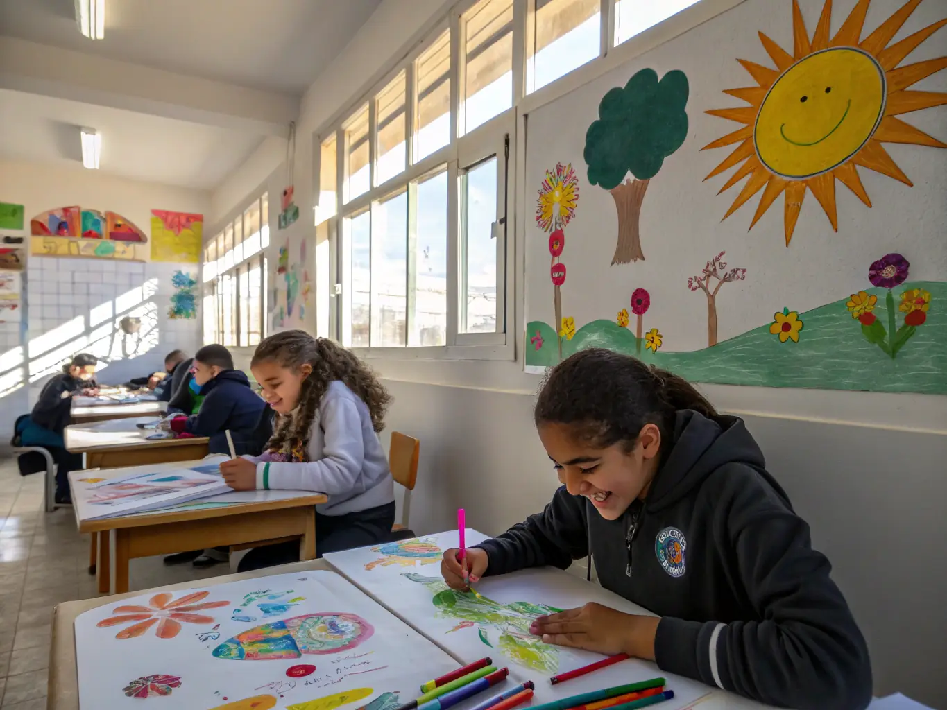 A heartwarming image of children participating in a M.A.R. EN SCENE program, highlighting the organization's commitment to fostering cultural education among young people.